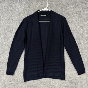 Jason Maxwell Cardigan Sweater Womens L Blue Open Front Soft Goth Dark Academia